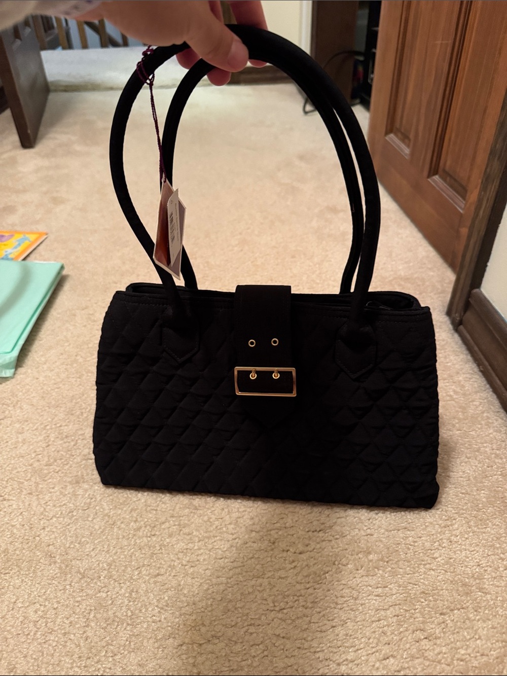 NWT Vera Bradley Buckle Satchel Black 62381